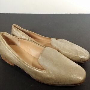 Sigerson Distressed Metallic Leather Ballet Flat Sz 7.5B